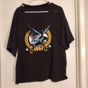 SHEIN Black Low V Shirt